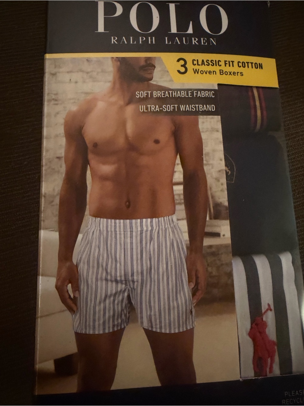 Polo by Ralph Lauren Blue and White Stripe Woven Boxers size M-NWT